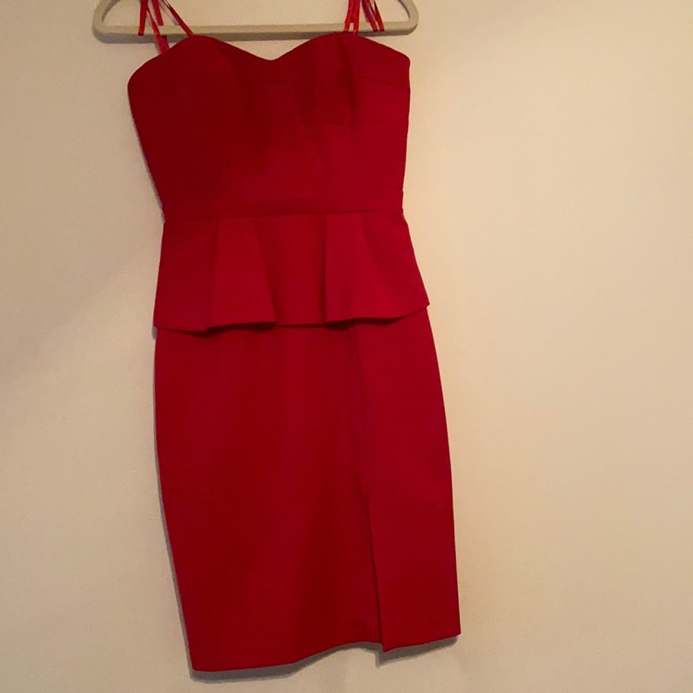 Bcbg- strapless red dress with slit
